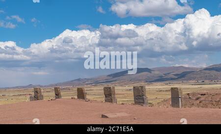 Tiwanaku - Bolivien - September 2017: Die Ruinen von Tiwanaku sind eine präkolumbianische archäologische Stätte im Westen Boliviens Stockfoto