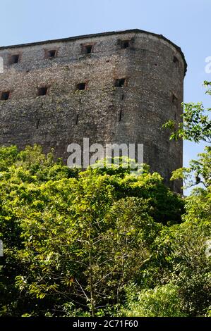 Der Blick auf die Festung Citadelle la ferriere bei Cap Haitien, Haiti. Stockfoto