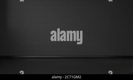 Leeres Zimmer mit dunkler Ziegelwand. Minimalismus. 3d-Rendering Stockfoto