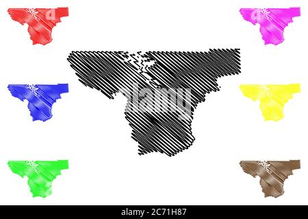 Towns County, Georgia (US County, United States of America, USA, US, US) Karte Vektorgrafik, Skizze Städte Karte Stock Vektor