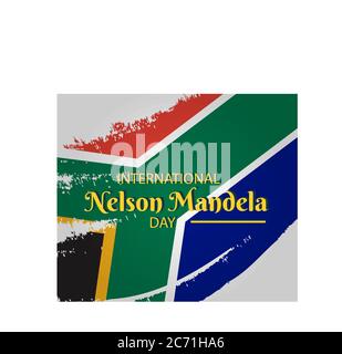 Internationaler Nelson Mandela Tag, 18. Juli, afrikanischer Fahnenmaleffekt, Poster, Illustration Vektor Stock Vektor