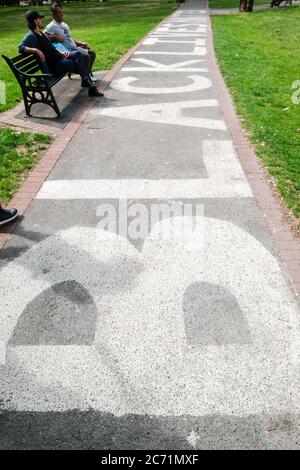 Turnpike Lane, London, Großbritannien. Juli 2020. Schwarze Leben Materie Graffiti in Ducketts Common, Turnpike Lane. Kredit: Matthew Chattle/Alamy Live Nachrichten Stockfoto