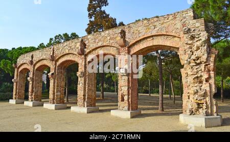 Aquädukt in El Clot öffentlichen Park in Barcelona Spanien Stockfoto