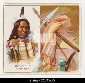 Red Cloud, Dakota Sioux, aus der American Indian Chiefs Serie (N36) für Allen &amp; Ginter Cigarettes, 1888. Stockfoto