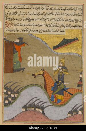 Eroberung Bagdads durch Timur, Folio aus einem Zafarnama (Buch des Sieges), Dhu'l Hijja 839 A.H./A.D. Juni Bis Juli 1436. Stockfoto