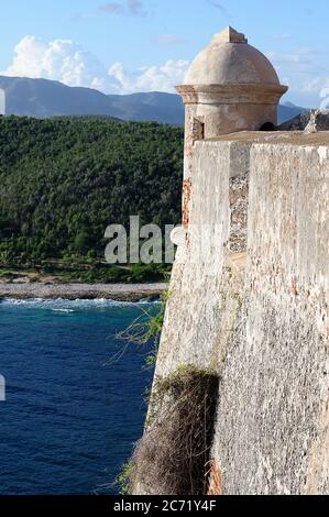 Blick auf die Küste von der Festung Castillo de San Pedro de la Roca Stockfoto