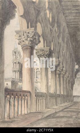 Loggia des Herzogspalastes, Venedig, 1849-50. Stockfoto