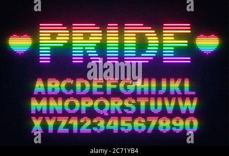 Neon-Regenbogenschrift auf dunklem Hintergrund. Stock Vektor