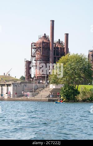 Seattle, WA USA 23. August 2014: Der Gas Works Park in Seattle liegt am Lake Union im Wallingford Distrikt und ist als historischer Ort registriert Stockfoto