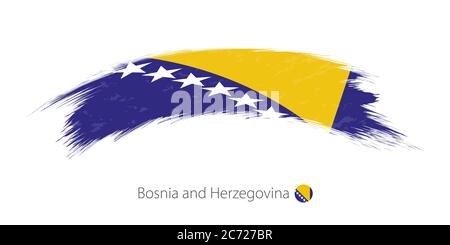 Flagge von Bosnien und Herzegowina in gerundetem Grunge Pinselstrich. Vektorgrafik. Stock Vektor