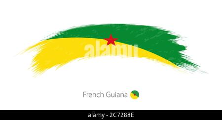 Flagge von Französisch-Guayana in gerundetem Grunge-Pinselstrich. Vektorgrafik. Stock Vektor