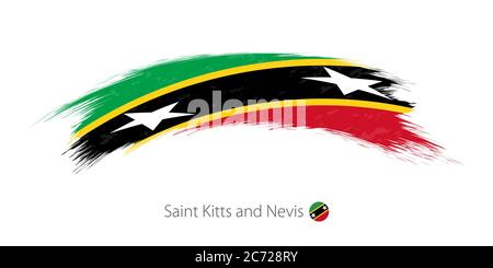 Flagge von St. Kitts und Nevis in abgerundetem Grunge Pinselstrich. Vektorgrafik. Stock Vektor