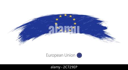 Flagge der Europäischen Union in gerundetem Grunge-Pinselstrich. Vektorgrafik. Stock Vektor