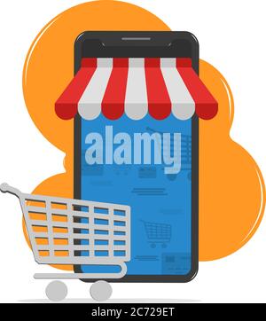Online-Shopping auf Website oder Mobile Anwendung Vektor-Konzept-Marketing und digitales Marketing Stock Vektor