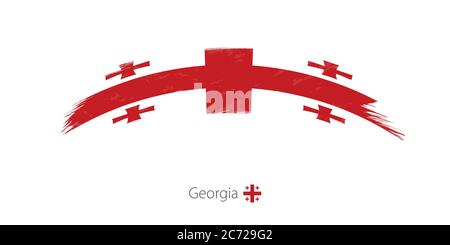 Flagge Georgiens in gerundetem Grunge Pinselstrich. Vektorgrafik. Stock Vektor