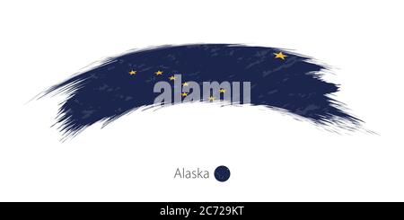 Flagge des Alaska-Staates in gerundetem Grunge-Pinselstrich. Vektorgrafik. Stock Vektor