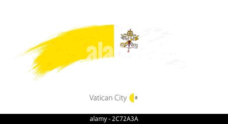 Flagge der Vatikanstadt in abgerundetem Grunge Pinselstrich. Vektorgrafik. Stock Vektor