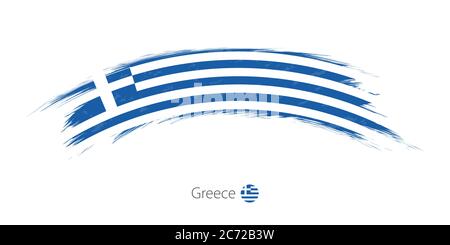 Flagge Griechenlands in gerundetem Grunge Pinselstrich. Vektorgrafik. Stock Vektor