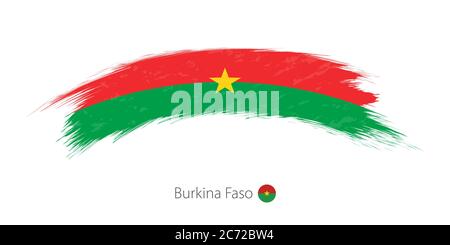 Flagge von Burkina Faso in gerundetem Grunge-Pinselstrich. Vektorgrafik. Stock Vektor