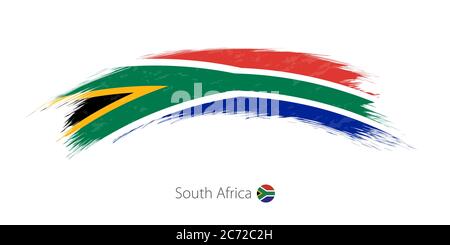 Flagge Südafrikas in gerundetem Grunge Pinselstrich. Vektorgrafik. Stock Vektor