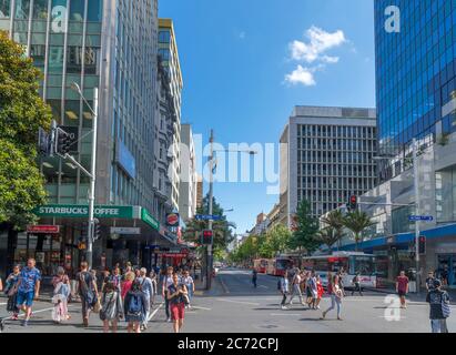 Geschäfte auf der Queen Street in der Innenstadt von Auckland, Neuseeland Stockfoto