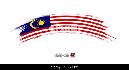 Flagge von Malaysia in gerundetem Grunge Pinselstrich. Vektorgrafik. Stock Vektor