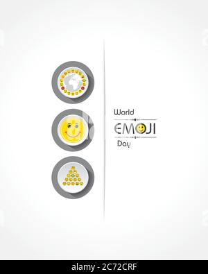 Vektor-Illustration von Welt emoji Tag Grußkarte Design-Vorlage mit verschiedenen Gefühlen Stock Vektor