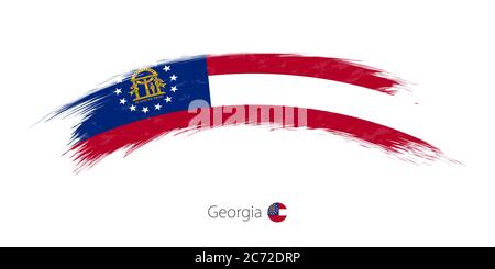 Flagge des Staates Georgia in gerundetem Grunge Pinselstrich. Vektorgrafik. Stock Vektor
