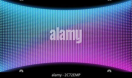 LED-Video Wand Bildschirm Textur Hintergrund, blau und lila Farbe Licht Diode Punkt Gitter konkaven tv-Panel, lcd-Display mit Pixel-Muster, Fernseher digitalen Monitor, realistische 3d-Vektor-Illustration Stock Vektor