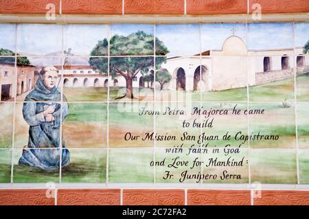 Tile Mural, Mission San Juan Capistrano, Orange County, Kalifornien, USA Stockfoto