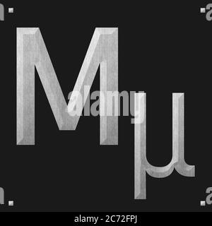 Griechische Alphabet Stein Textur Bildung, M Stockfoto