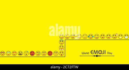Vektor-Illustration von Welt emoji Tag Grußkarte Design-Vorlage mit verschiedenen Gefühlen Stock Vektor
