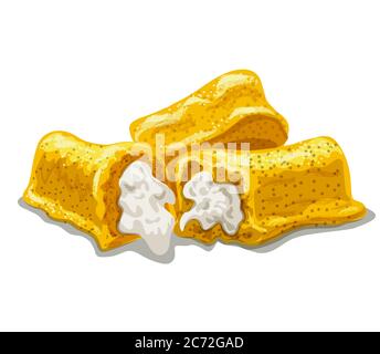 Illustration der twinkie Vanillekuchen mit einer Creme auf weißem Hintergrund Stock Vektor