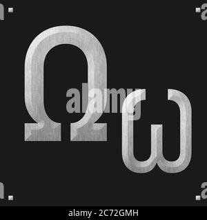 Griechische Alphabet Stein Textur Bildung, Omega Stockfoto