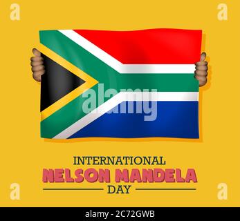 Internationaler Nelson Mandela Tag, 18. Juli, afrikanische Flagge, Plakat, Illustration Vektor Stock Vektor