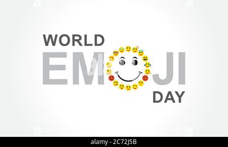 Vektor-Illustration von Welt emoji Tag Grußkarte Design-Vorlage mit verschiedenen Gefühlen Stock Vektor