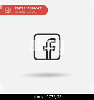 Einfaches Vektorsymbol für Facebook. Illustration Symbol Design Vorlage für Web mobile UI Element. Perfekte Farbe modernes Piktogramm auf bearbeitbaren Strich. Faceboo Stock Vektor