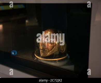 Jeremy Bentham - mumifizierter Kopf, ausgestellt am University College London Stockfoto