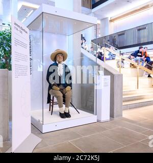 Jeremy Bentham - Auto-Symbol, auf der Anzeige im Student Center, University College London Stockfoto