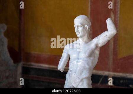 Antike Statue von Priapos Symbol der Fruchtbarkeit in Pompeji Stockfoto