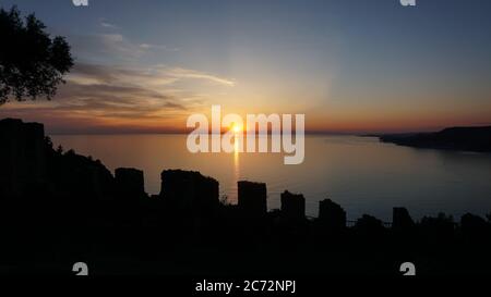 Sonnenuntergang von der Burg Alanya aus, Antalya, Türkei Stockfoto