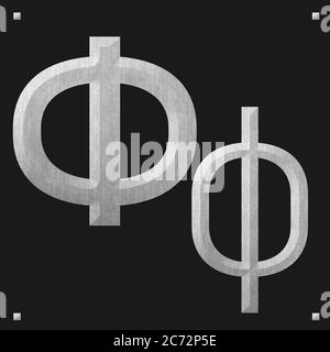 Griechische Alphabet Stein Textur Bildung, F, Fi Stockfoto