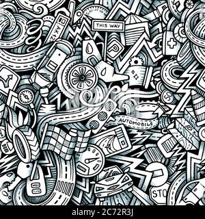 Cartoon Hand gezeichnete Kritzeleien Auto Stil Thema nahtlose Patern Stock Vektor