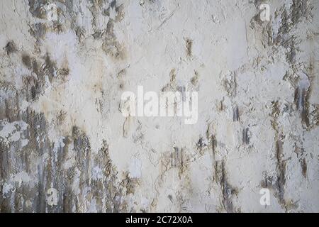Graue alte Wand mit Farbschichten. Betonstruktur. Ölfarbe auf Leinwand Stockfoto