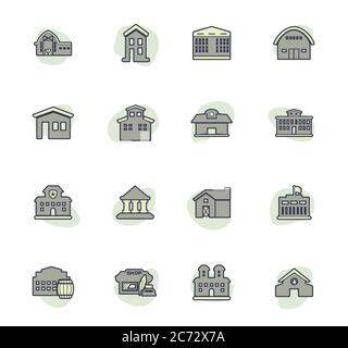 Die Infrastruktur der Stadt Symbole gesetzt Stock Vektor