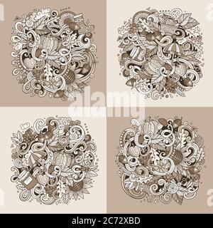 Herbst Cartoon Vektor Hand gezeichnete Doodle Illustration Stock Vektor
