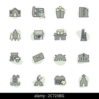 Die Infrastruktur der Stadt Symbole gesetzt Stock Vektor