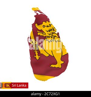 Sri Lanka Karte mit wehender Flagge des Landes. Vektorgrafik. Stock Vektor