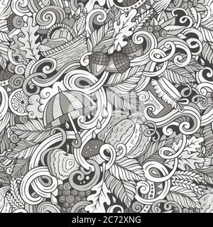 Cartoon niedliche Kritzeleien Herbst nahtlose Muster Stock Vektor