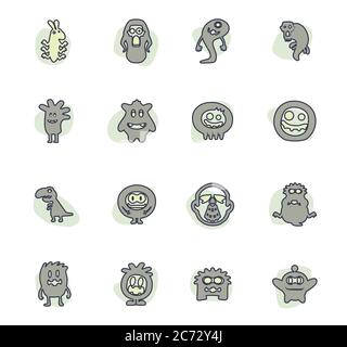 Monster Icons Set Stock Vektor